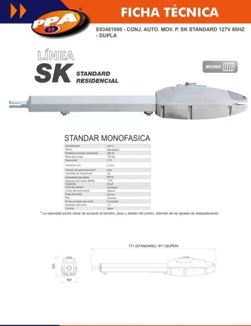 Kit Pistones Sk Ppa Standart Para Porton Abatible127v 60hz