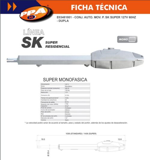 Abre Rejas Ppa Sk Super Para Porton Abatible127v 60hz