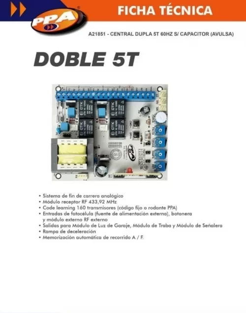 Central Dupla 5t 60 Hz Para Pistones Analógicos Ppa